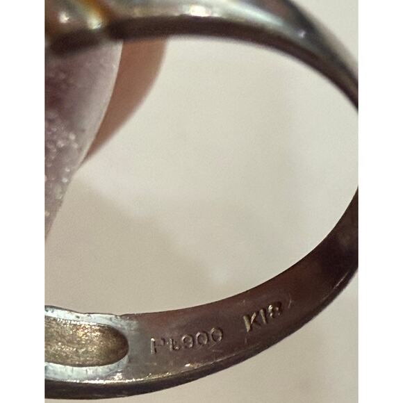 Beautiful Platinum & 18K Gold Diamond Ring*with Velvet Gift Box*SZ 5 - Picture 5 of 7